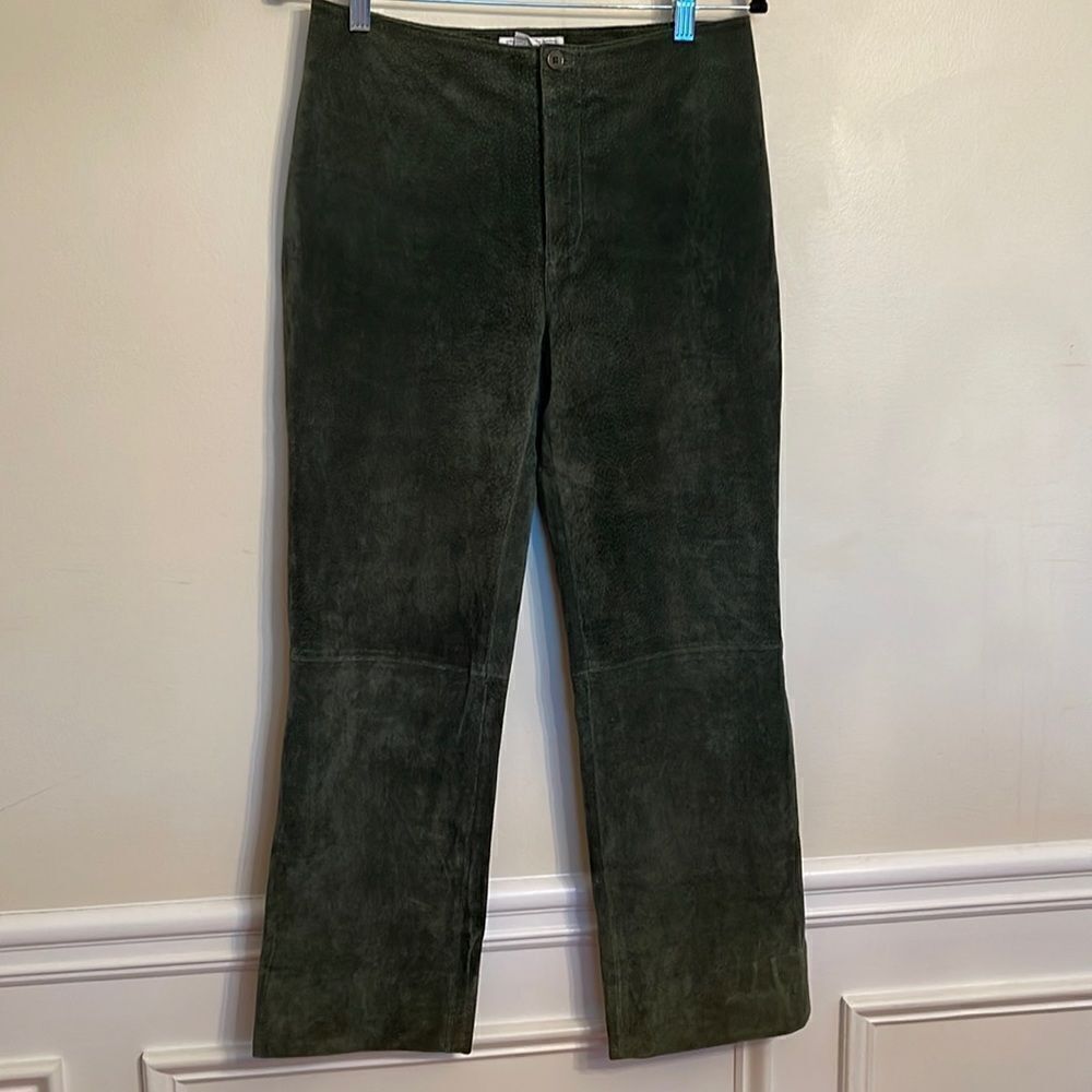 Live A Little Green Suede Leather Ankle Pants